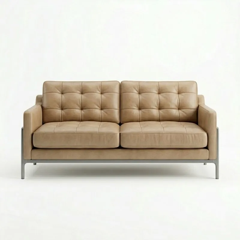 Zweisitzer Sofa aus Kunstleder mit Edelstahlrahmen Braun