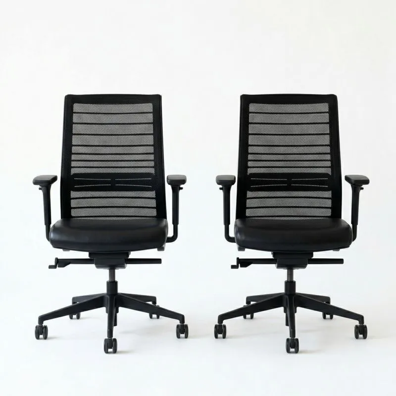 Schwarzes Drehstuhl-Set mit Chrom-Metallrahmen und PU-Ledersitz
