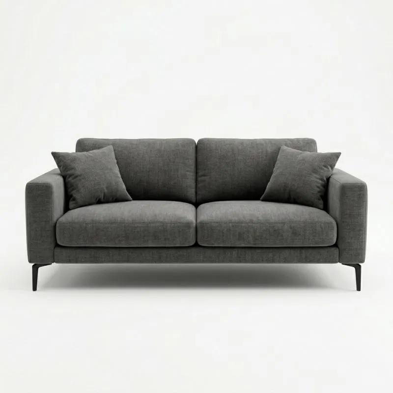2-Sitzer Sofa aus Polyestergewebe mit Stahlbeinen, Dunkelgrau