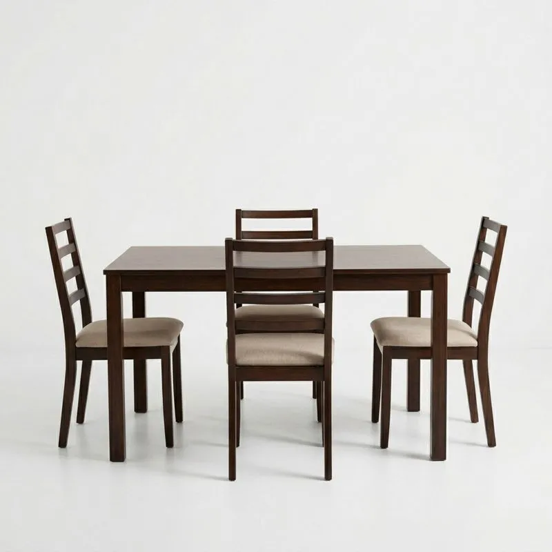 Esstisch-Set aus massiver Buche Dunkelbraun Rechteckig 115x70 cm (Länge x Breite)