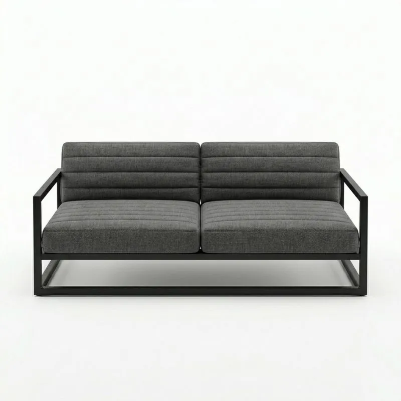 2-Sitzer Sofa Stahlrahmen Grau Polyestergewebe