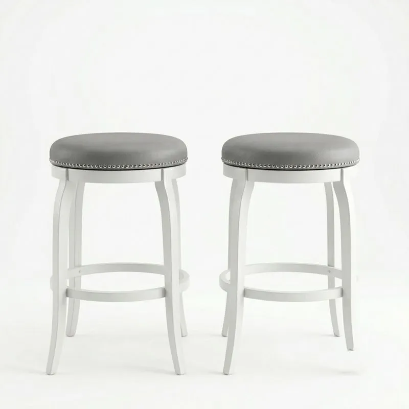2er Set Barhocker Stoff Grau Massivholzgestell Höhe 75 cm