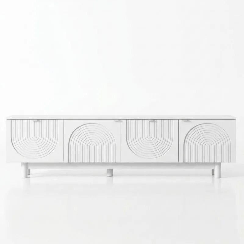 TV-Schrank aus MDF Weiß mit Dekorfronten 200x45x75(Länge x Breite x Höhe)cm