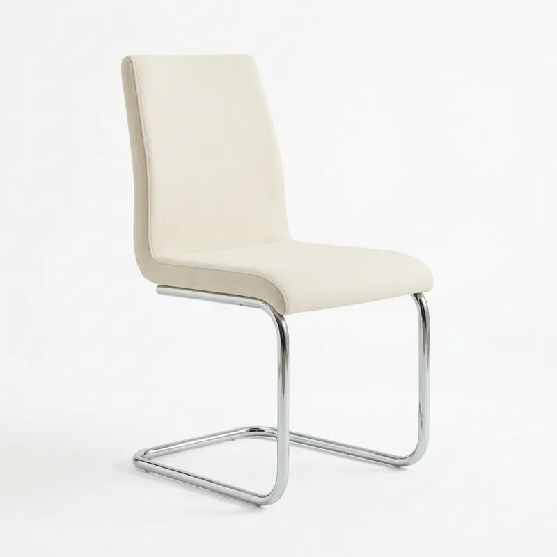 Esszimmerstuhl Polyester Verchromtes Metall Beige (Höhe: 95 cm)