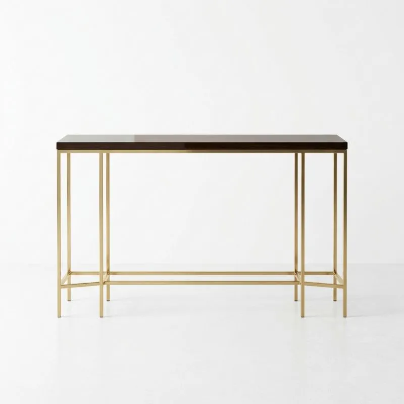 Konsolentisch Gehärtetes Glas Edelstahlgestell Schwarz Gold 120x35x76(Länge × Breite × Höhe) cm