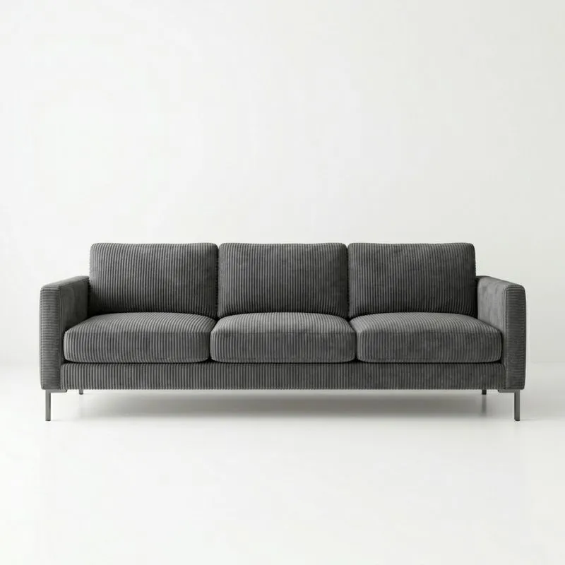 3-Sitzer Sofa Cord Grau Polyester 230 cm (Gesamtbreite)