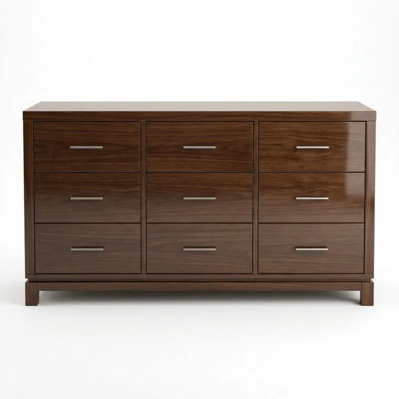 Kommode aus MDF mit Walnussfurnier, Braun, 120x45x80 (Länge × Breite × Höhe)cm