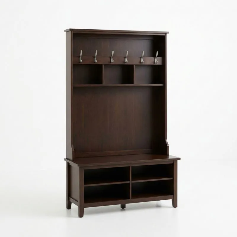 Garderobenbank aus Massivholz Dunkelbraun 180x100x40 cm (Höhe × Breite × Tiefe)