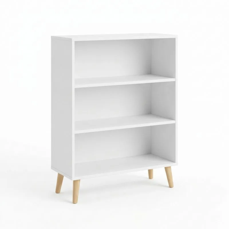 Weißes MDF-Regal mit drei Ebenen 80x60x25 cm (Höhe × Breite × Tiefe)