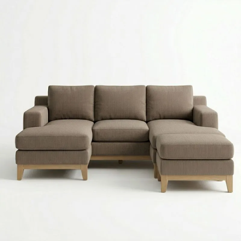 Ecksofa Polyester Braun Eiche 280x160x85 cm (Breite x Tiefe x Höhe)
