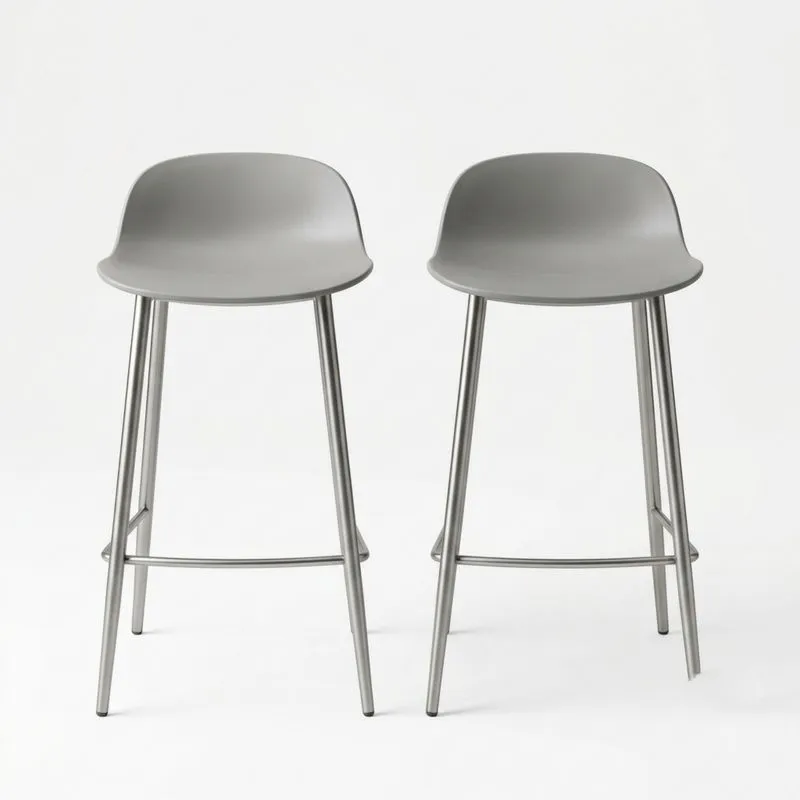 2er Set Barhocker Grau Polypropylen 75 cm (Sitzhöhe)