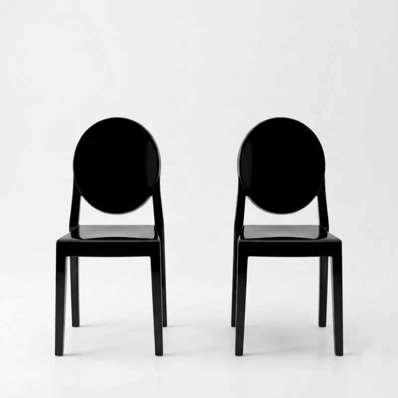 2er Set Stuhl Schwarz Polycarbonat Rund 85cm