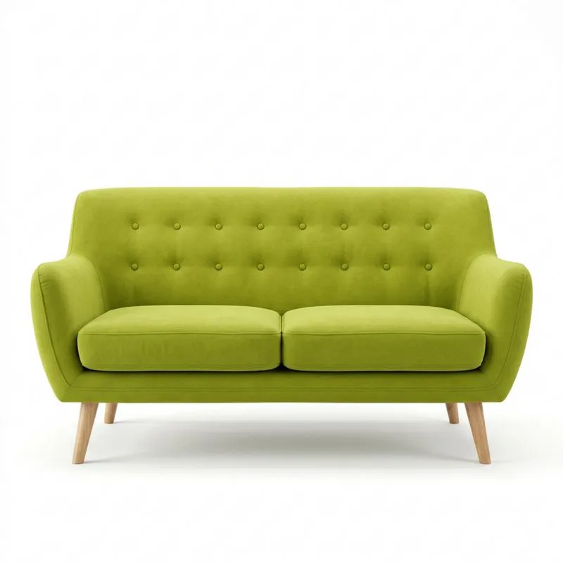 2-Sitzer Sofa Samt Grün mit Buchenholzbeinen
