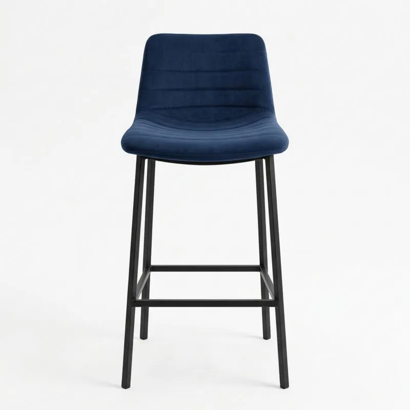 Barhocker Blau Samt Stahl Höhe 110 cm