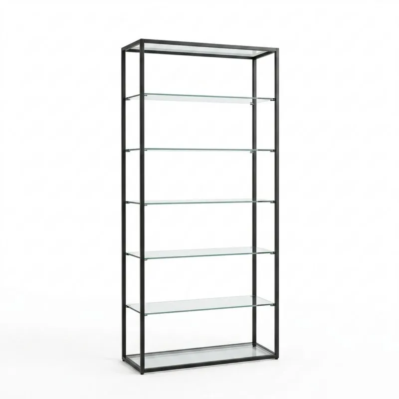 Regal mit Glasböden und pulverbeschichtetem Stahlrahmen, 200 cm Höhe