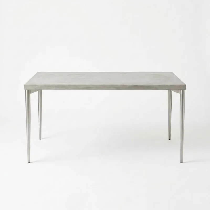 Esstisch Beton rechteckig Edelstahlbeine (Länge 180cm x Breite 90cm x Höhe 75cm)