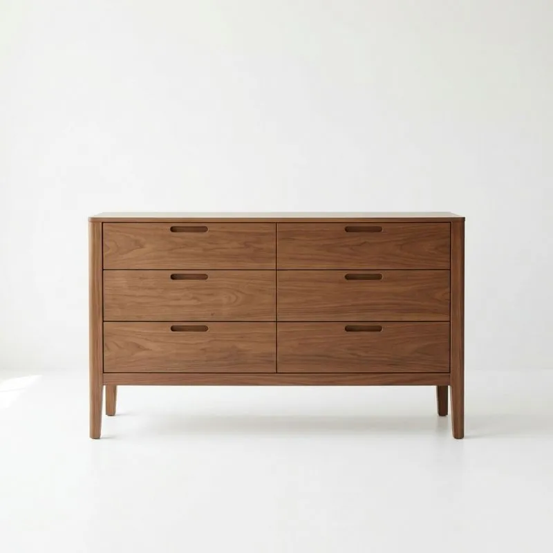 Kommode Walnussholz Braun 6 Schubladen 150x45x80 cm (Länge × Breite × Höhe)