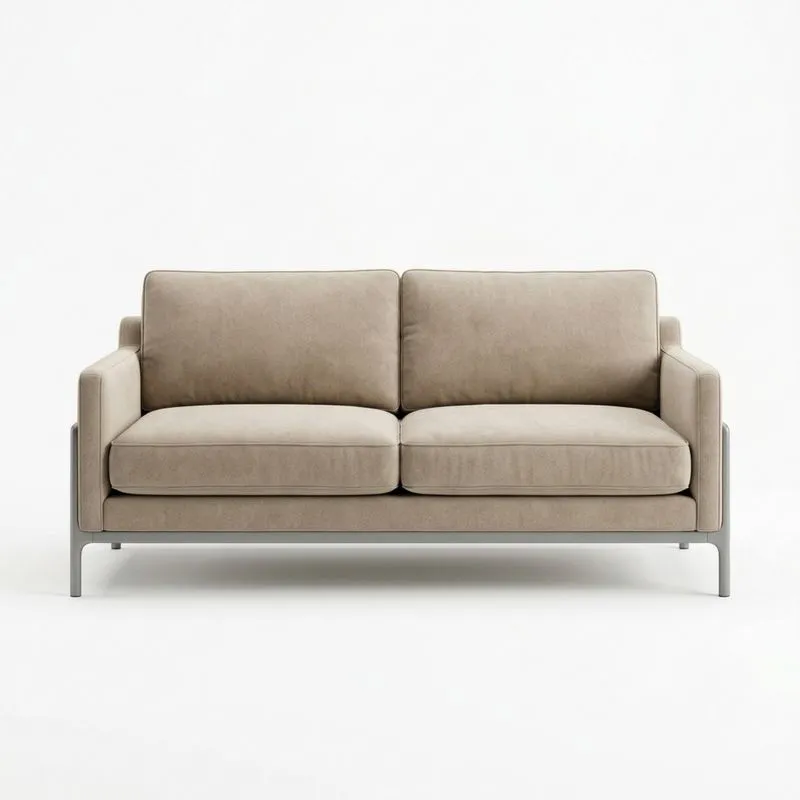 2-Sitzer Sofa Mikrofaser Stahlrahmen Beige