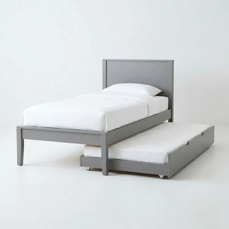 Graues Eichen-Einzelbett mit ausziehbarem Bett 90x200 cm (Länge × Breite)