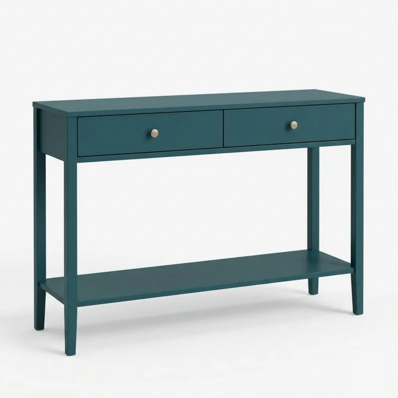Konsolentisch MDF Petrolblau mit 2 Schubladen