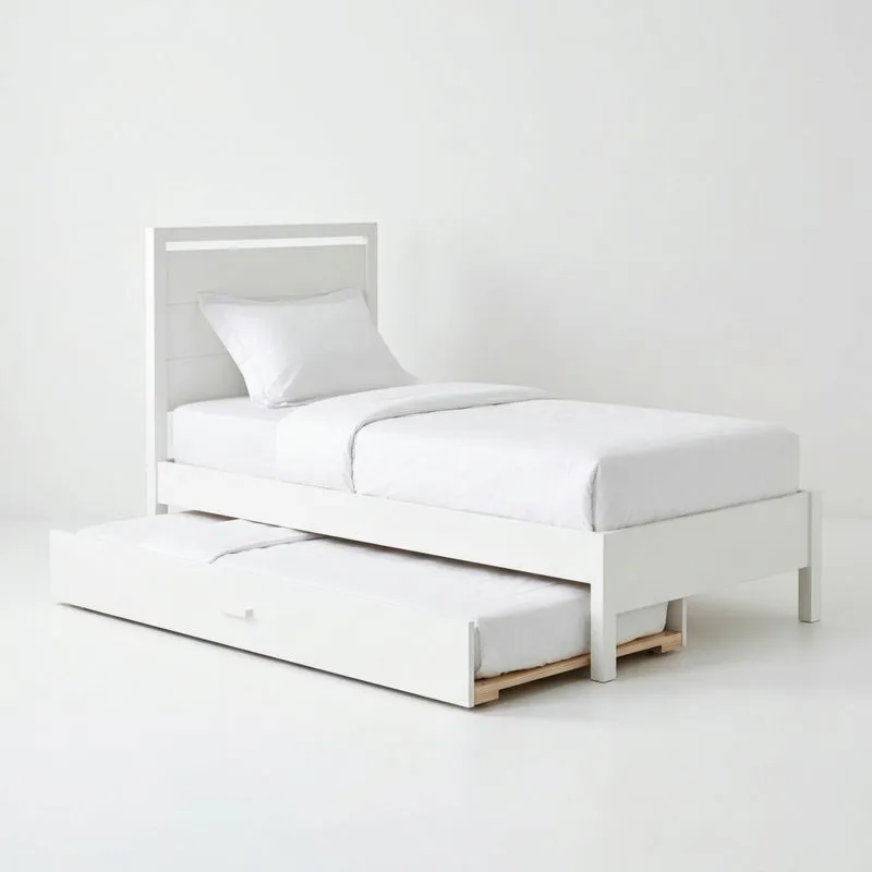 Einzelbett mit Ausziehbett Weiß MDF 200 x 90 cm (Länge × Breite)