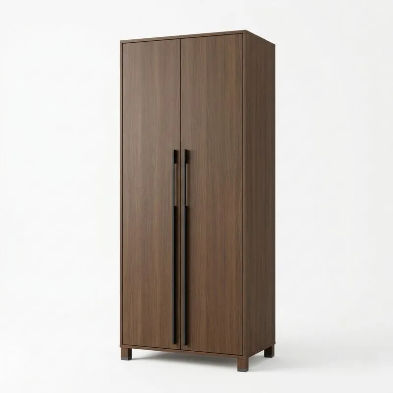 Kleiderschrank 2-türig aus Holzfaserplatte mit Eichenfurnier Braun