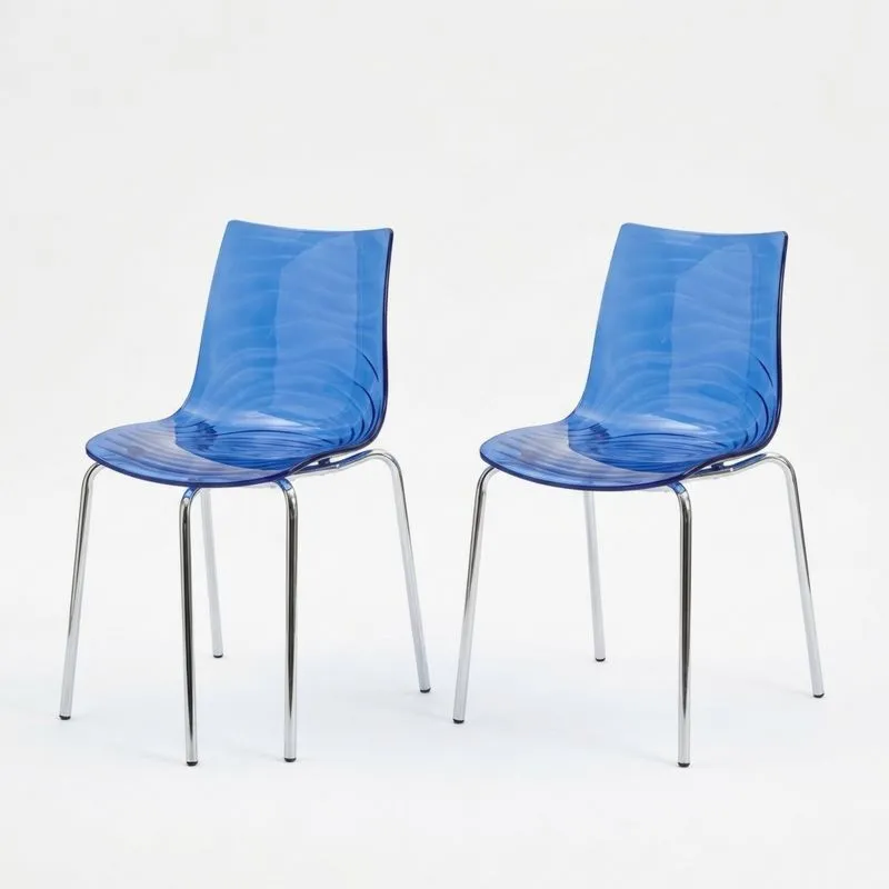 2er-Set Stühle Blau Polycarbonat Stahl