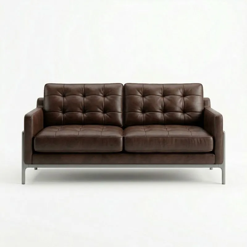 Zweisitzer Sofa Echtleder Braun Gesteppt 150cm (Länge)