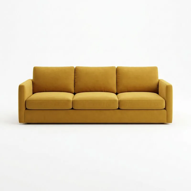 3-Sitzer Sofa aus Gelbem Samt