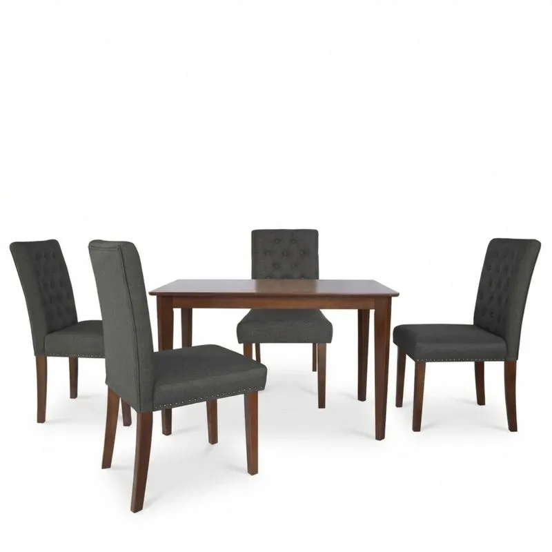 Essgruppe Dunkelgrau Polyester Akazienholz