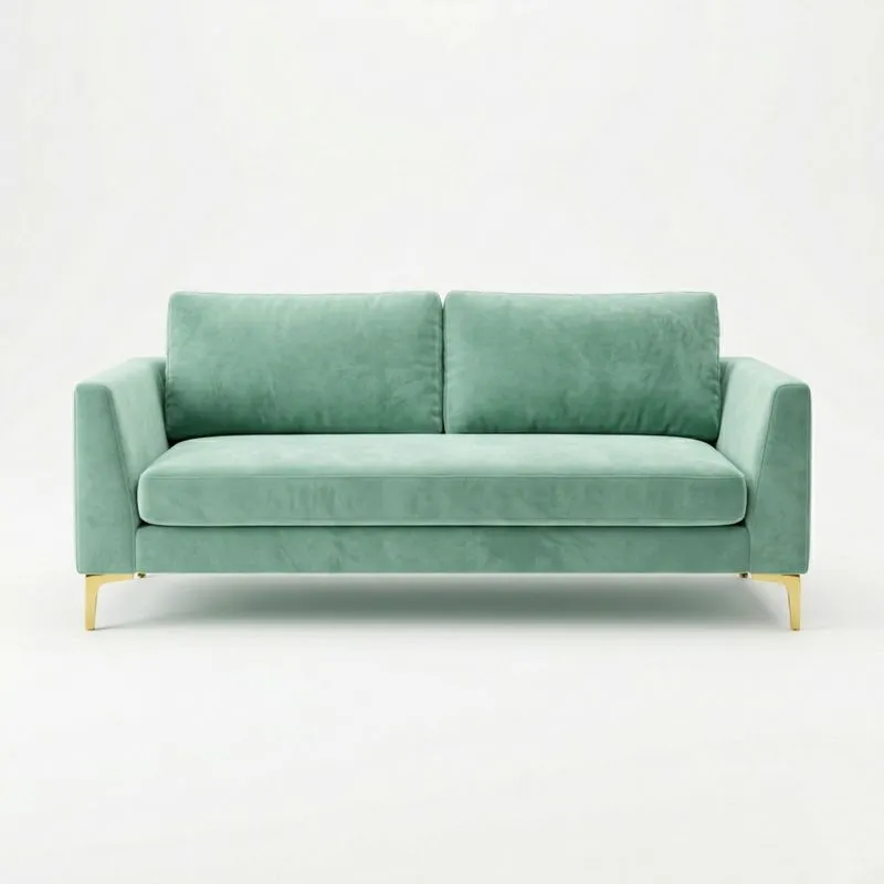 2-Sitzer Samt Sofa Grün mit Massivholzrahmen 200cm (Länge)