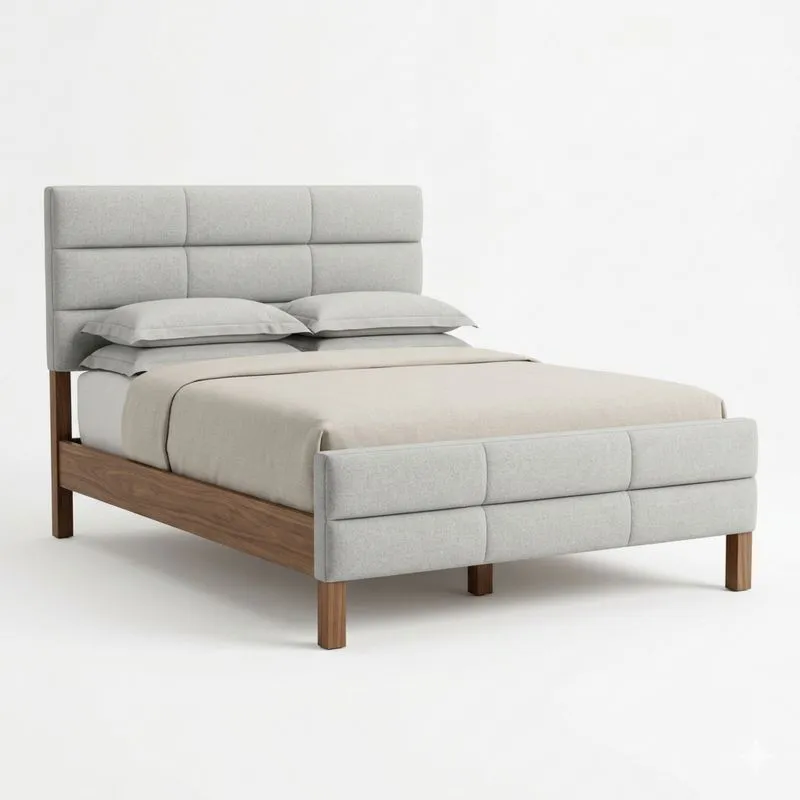 Doppelbett Polyester Walnussholz Grau/Braun 200x160 cm (Länge × Breite)