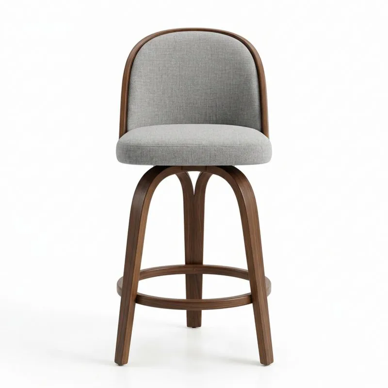Barhocker Polyestergewebe Grau Massivholz