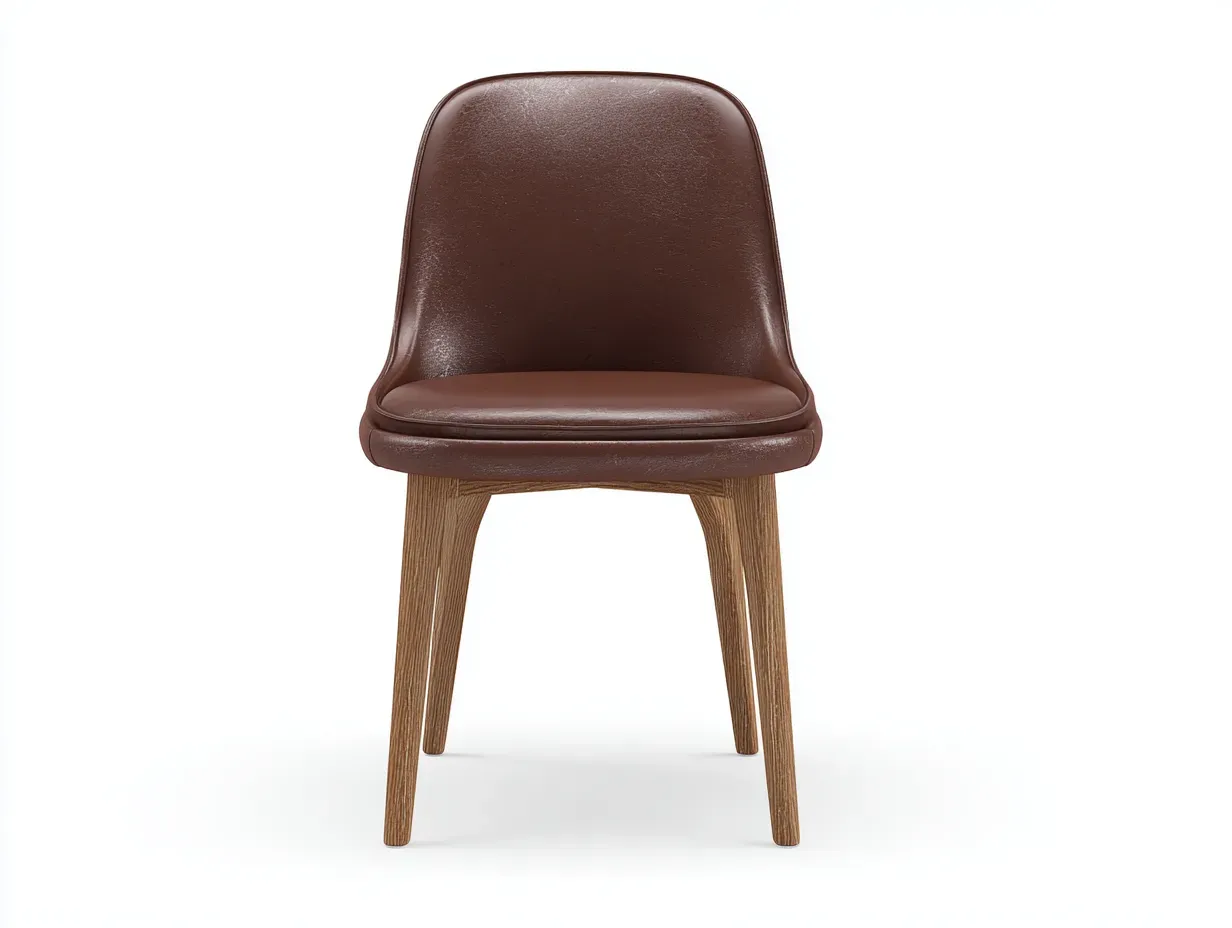 Chaise de salle à manger - cuir synthétique-bois - 52x57x81 cm - marron foncé - style minimaliste-Nestgohaus