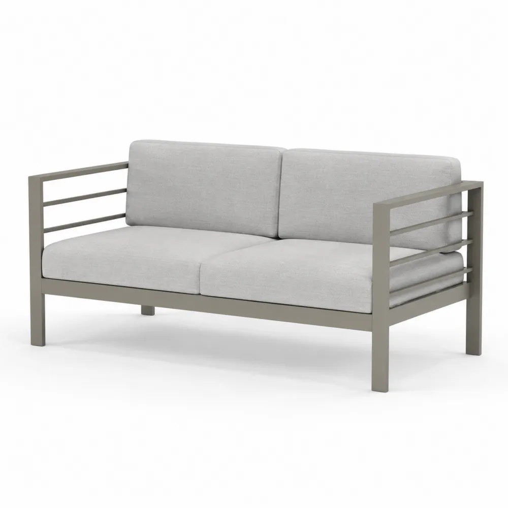 Sofa dwuosobowa metalowa z tapicerką z poliestru