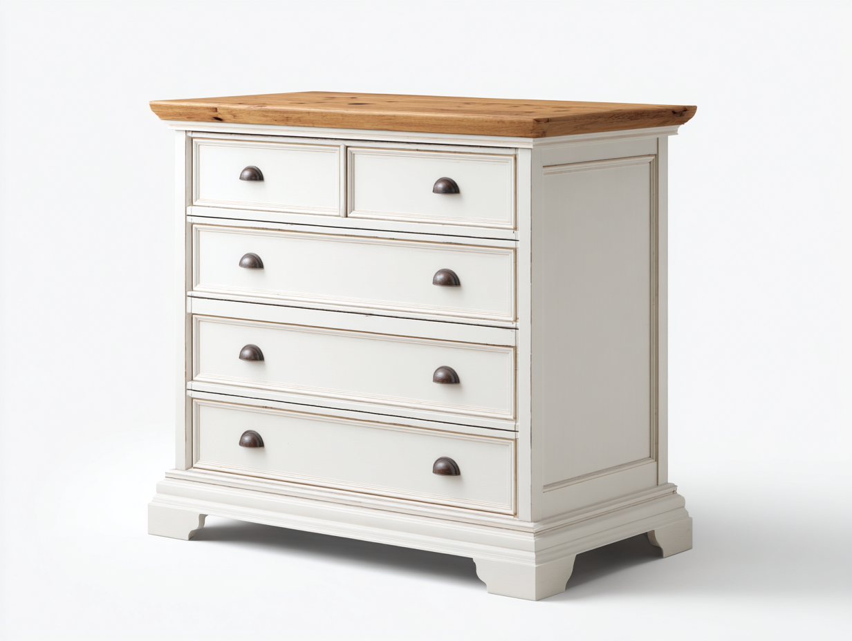Cassettiera - Legno-Metallo - 92x43x98 cm - Bianco-Legno - Stile Classico-Nadiconest