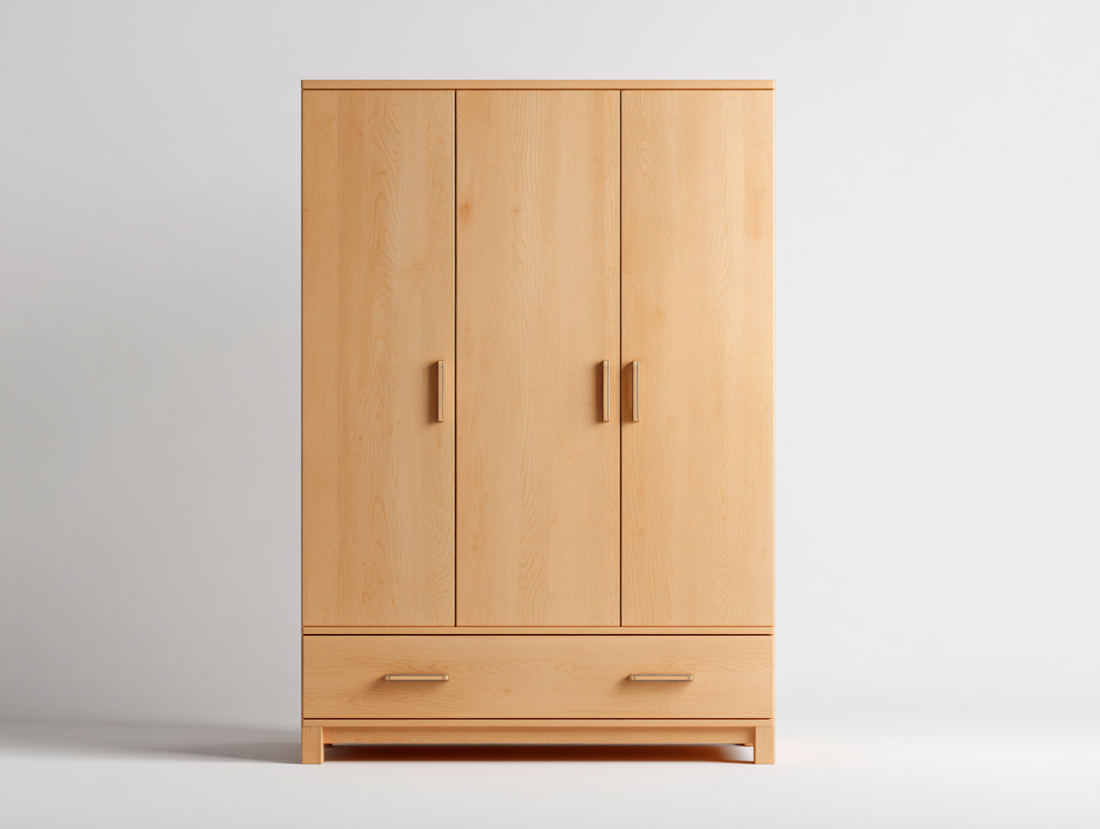 Armadio - Legno-Metallo - 134x58x198 cm - naturale - stile minimalista-Nadiconest