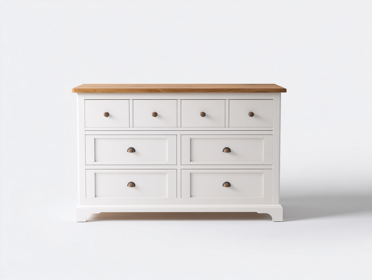 Cassettiera - Legno-Metallo - 118x44x94 cm - Bianco-Legno - Stile Classico-Nadiconest