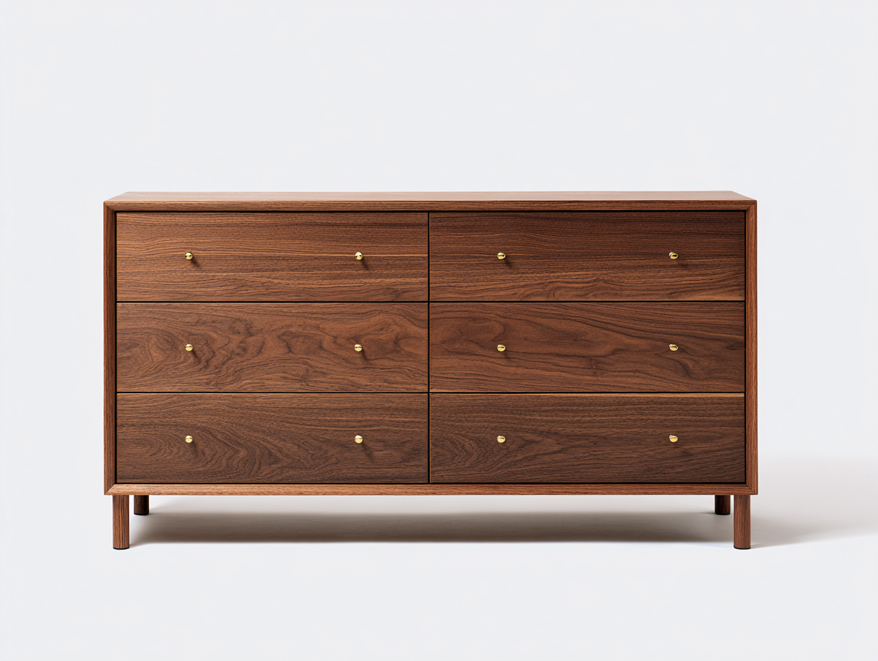 Cassettiera - Legno-Metallo - 148x45x78 cm - Noce - Stile Moderno-Nadiconest