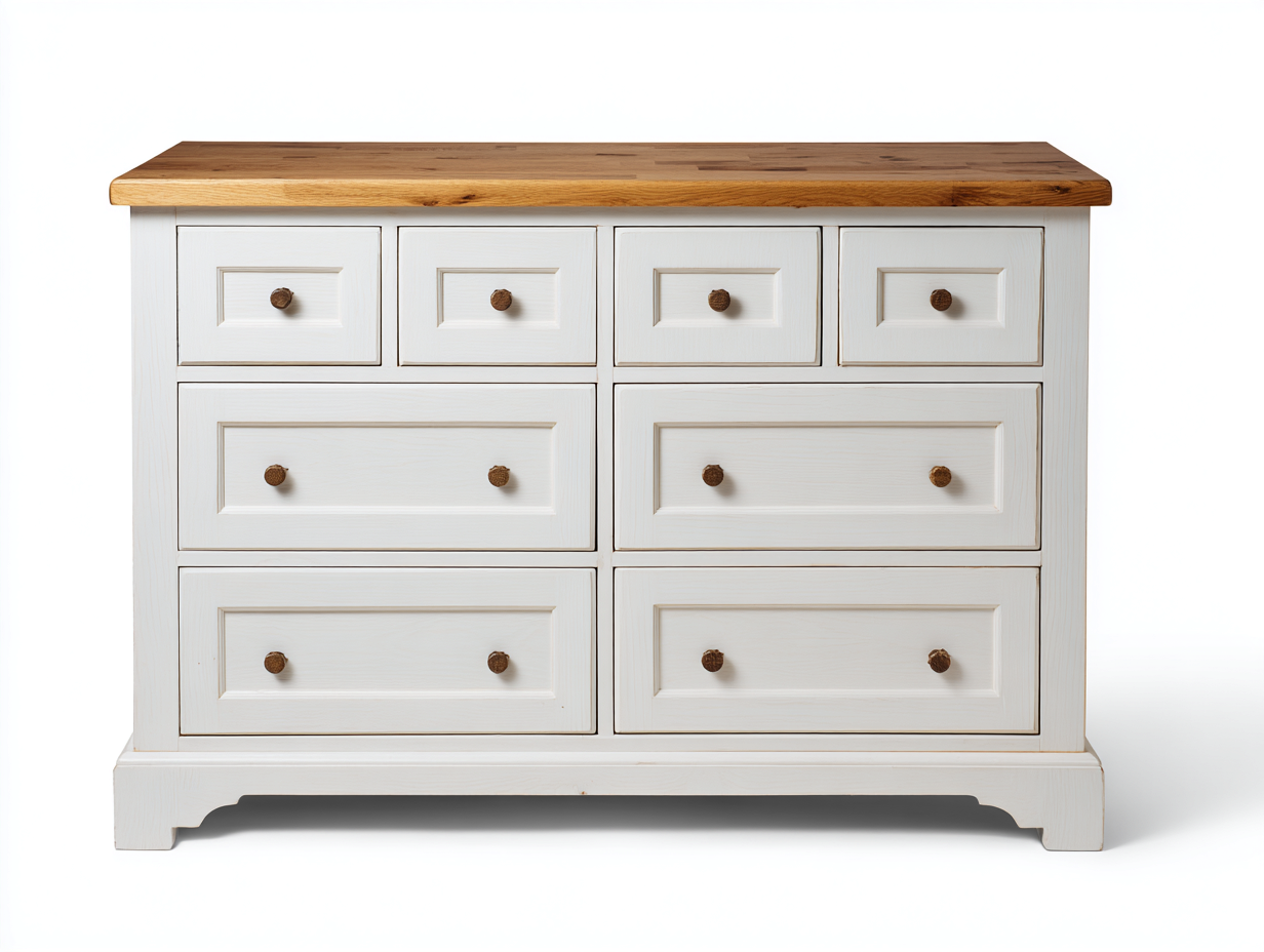 Cassettiera - Legno-Metallo - 132x46x96 cm - Bianco-Legno - Stile Classico-Nadiconest