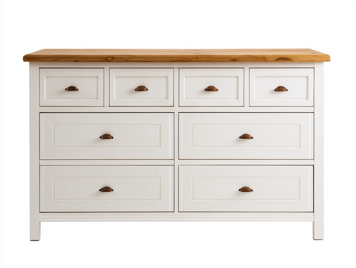 Cassettiera - Legno-Metallo - 134x45x97 cm - Bianco-Legno - Stile Classico-Nadiconest