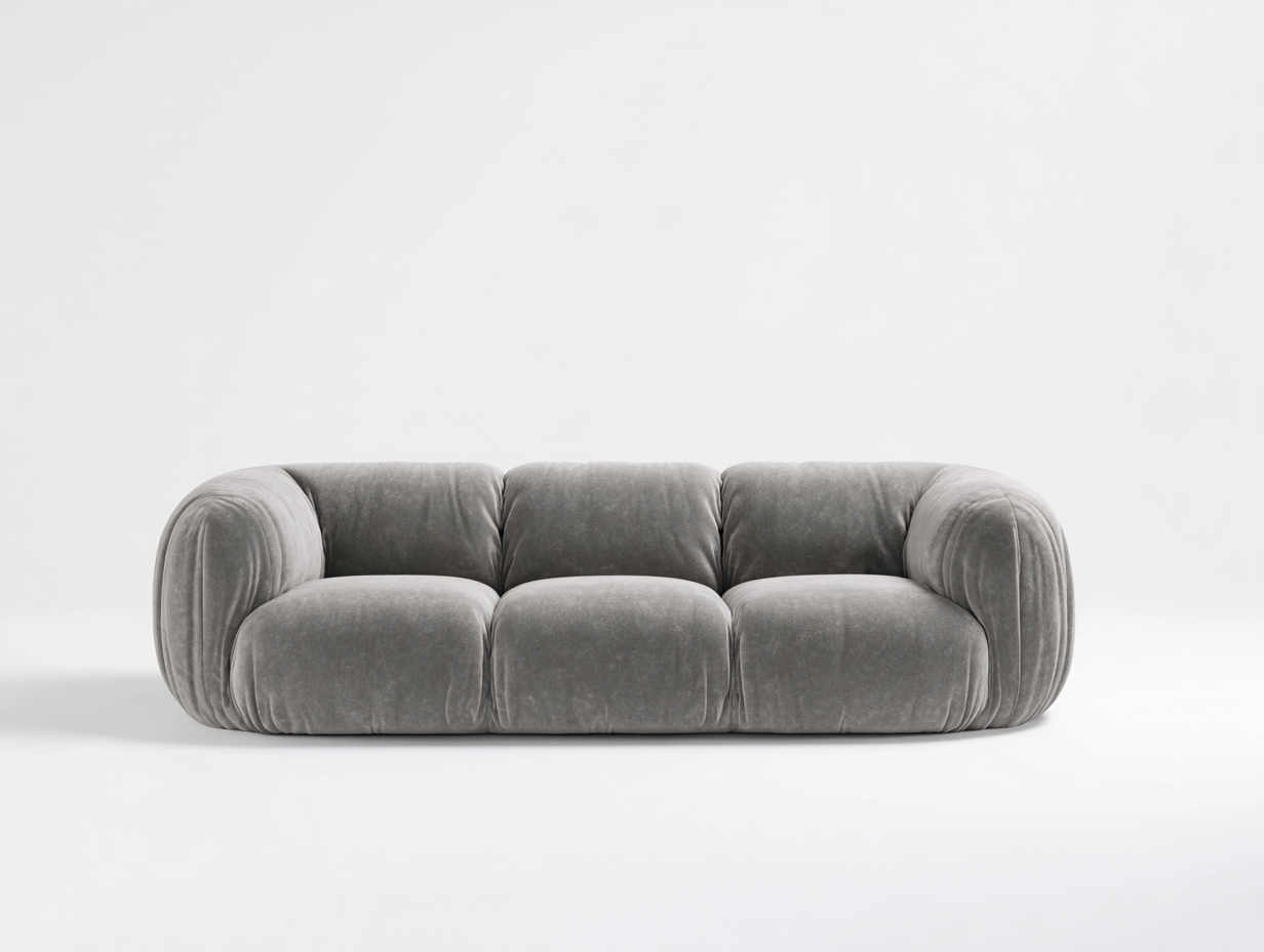 Divano lineare - tessuto - 246x98x72 cm - grigio chiaro - moderno-Nadiconest