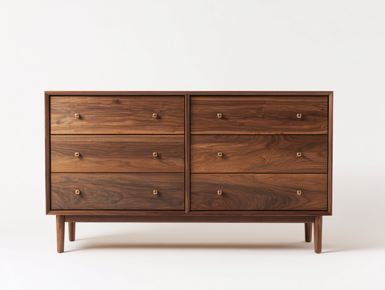 Cassettiera - Legno-Metallo - 142x44x84 cm - Noce - Stile Moderno-Nadiconest