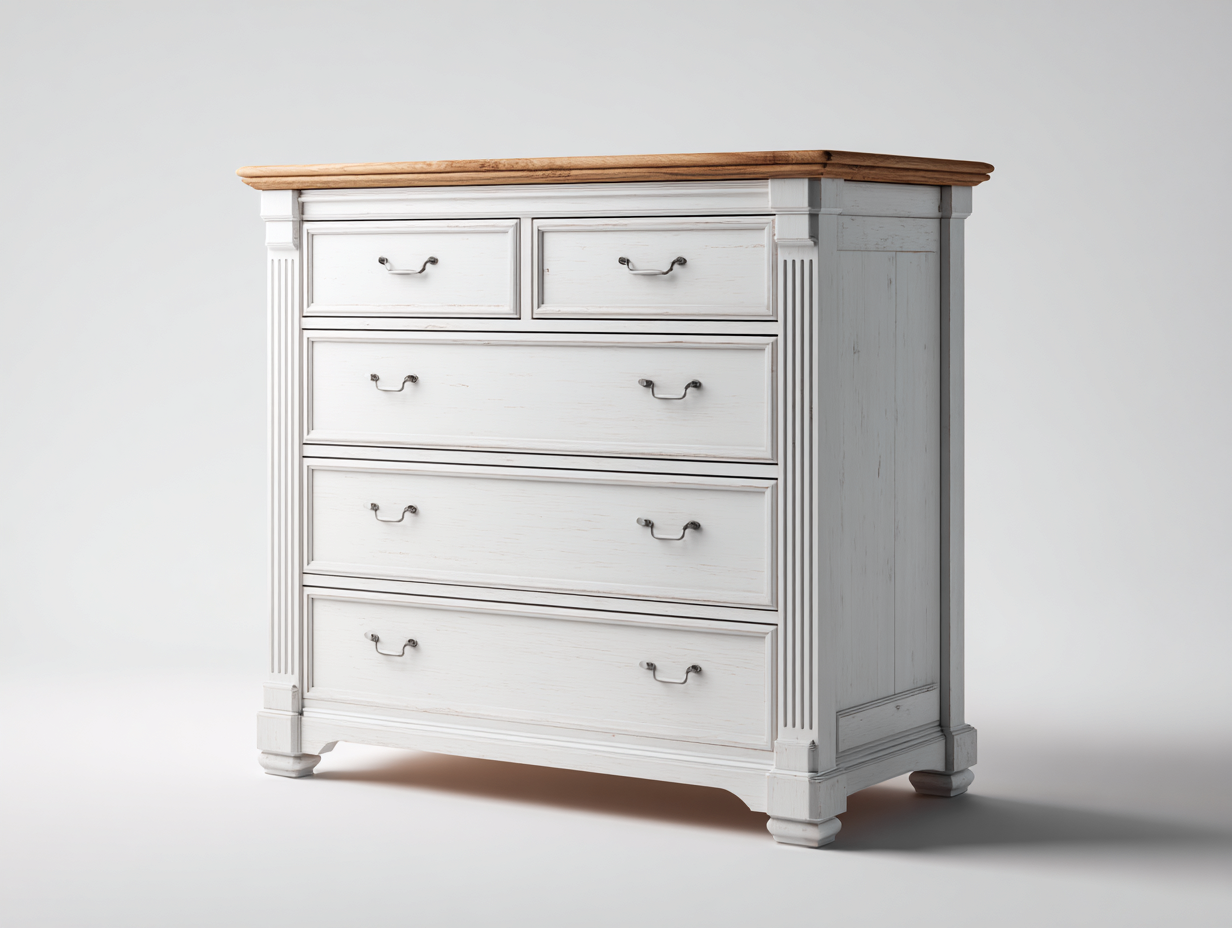 Cassettiera - Legno-Metallo - 96x44x102 cm - Bianco-Legno - Stile Classico-Nadiconest