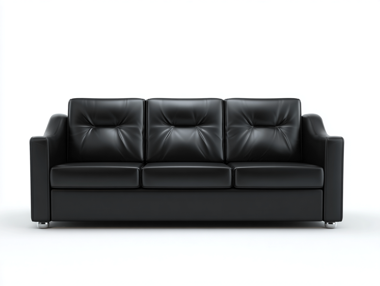 Divano lineare-pelle-legno-metallo-226x92x86 cm-nero-moderno urbano-Nadiconest