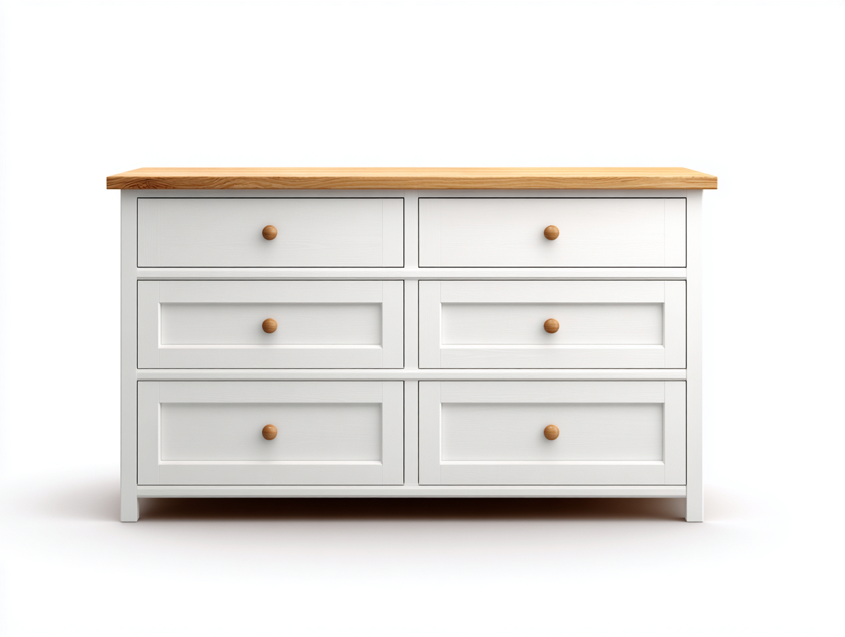 Cassettiera - Legno-Metallo - 126x45x90 cm - Bianco-Legno - Stile Moderno-Nadiconest