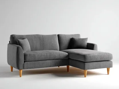 Canapé d'angle - tissu-bois - 232x148x80 cm - gris - style scandinave moderne-Luxegetio