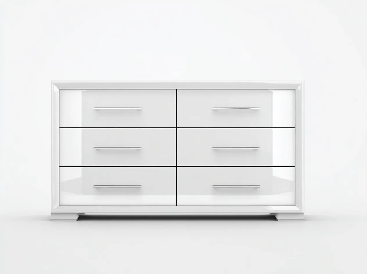 Commode - MDF - 144x45x77 cm - blanc - style contemporain-Luxegetio