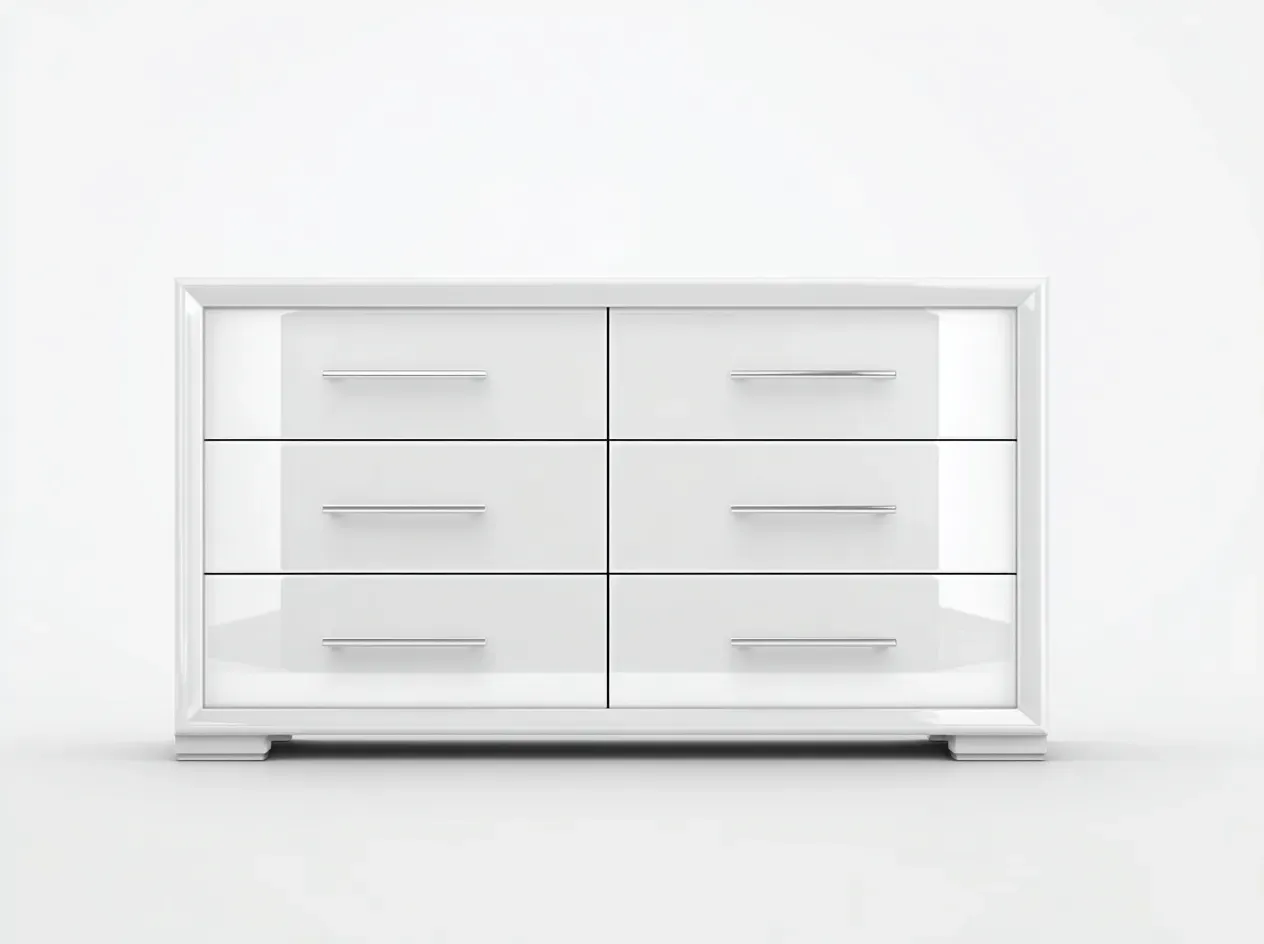 Commode - MDF - 144x45x77 cm - blanc - style contemporain-Luxegetio