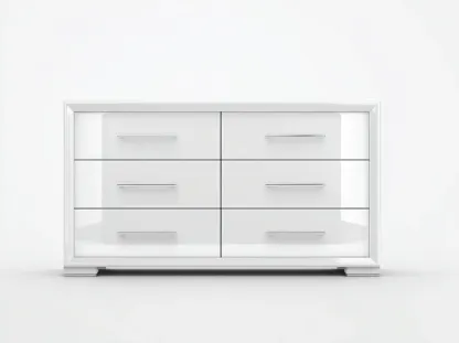 Commode - MDF - 144x45x77 cm - blanc - style contemporain-Luxegetio